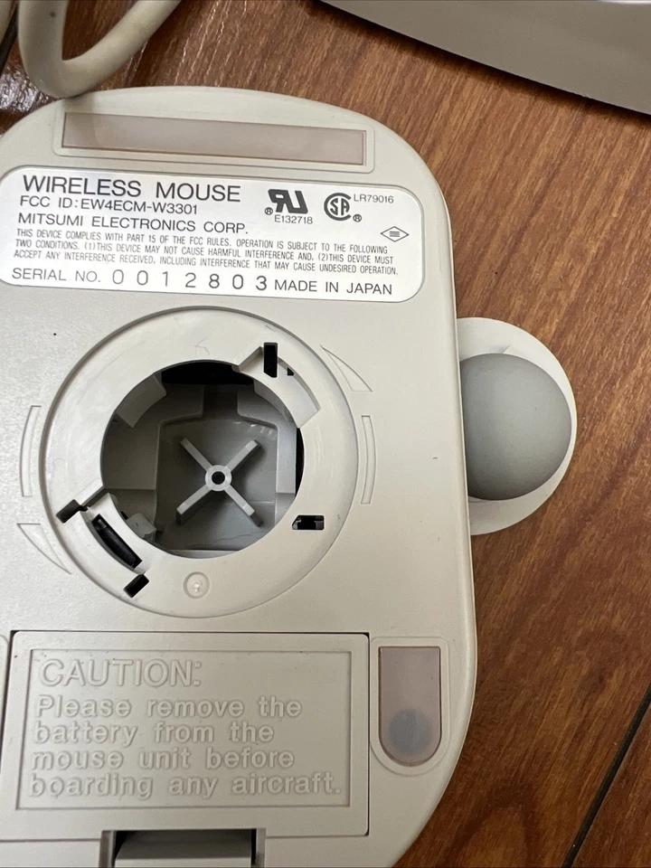 Mitsumi 2 Button Wireless Mouse and Receiver Serial Port Ball RARE VINTAGE - Image 4 of 4