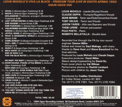 LOUIS MOHOLO - FREEDOM TOUR: LIVE IN SOUTH AFRIKA 1993 * NEW CD