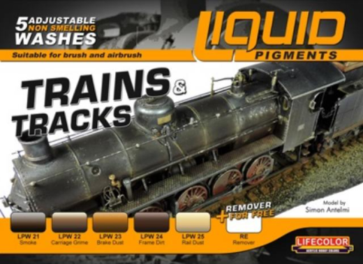 Lifecolor LC-LP05 Trains & Tracks Pigment Set 22ml (Pk6) Assorted