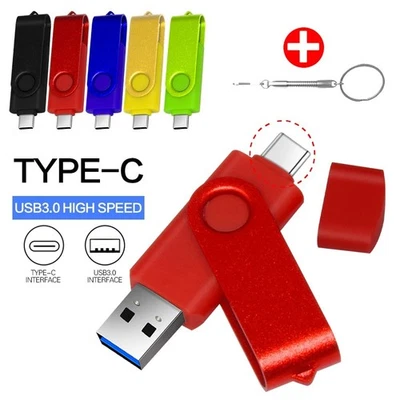 Type-C USB 3.0 Flash Drive 2in1 360° Rotating Pen Drive U Disk 16GB 32GB 64GB 12