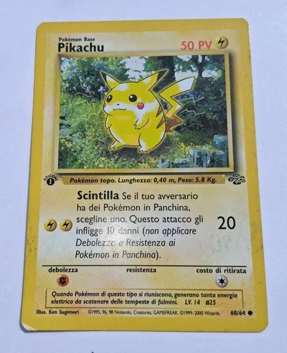 Pikachu 60/64 Jungle 1st Edition ITALIAN Common Pokemon Card LP/MP - see picture