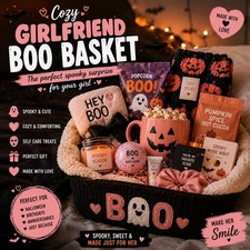 Cozy Halloween Mystery Boo Basket including new and cozy girlfriend gifrs