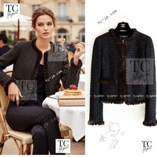 CHANEL 03A Brown Metallic Mink Fur Trim Tweed Jacket Coat KarlLagerfeld 36 38