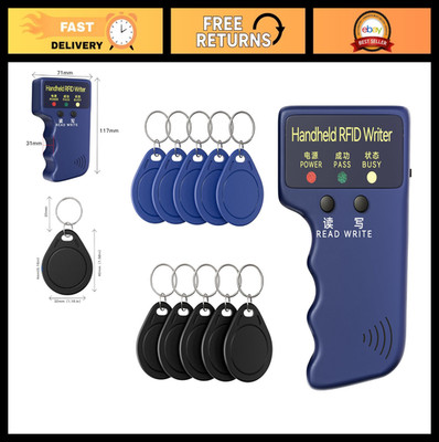 10pcs T5577 Keychains + Handheld ID Card Duplicator & Reader for 125kHz Cards