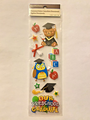 Recollections Preschool Graduate Graduation 3D Dimensional Stickers Scrapbooking