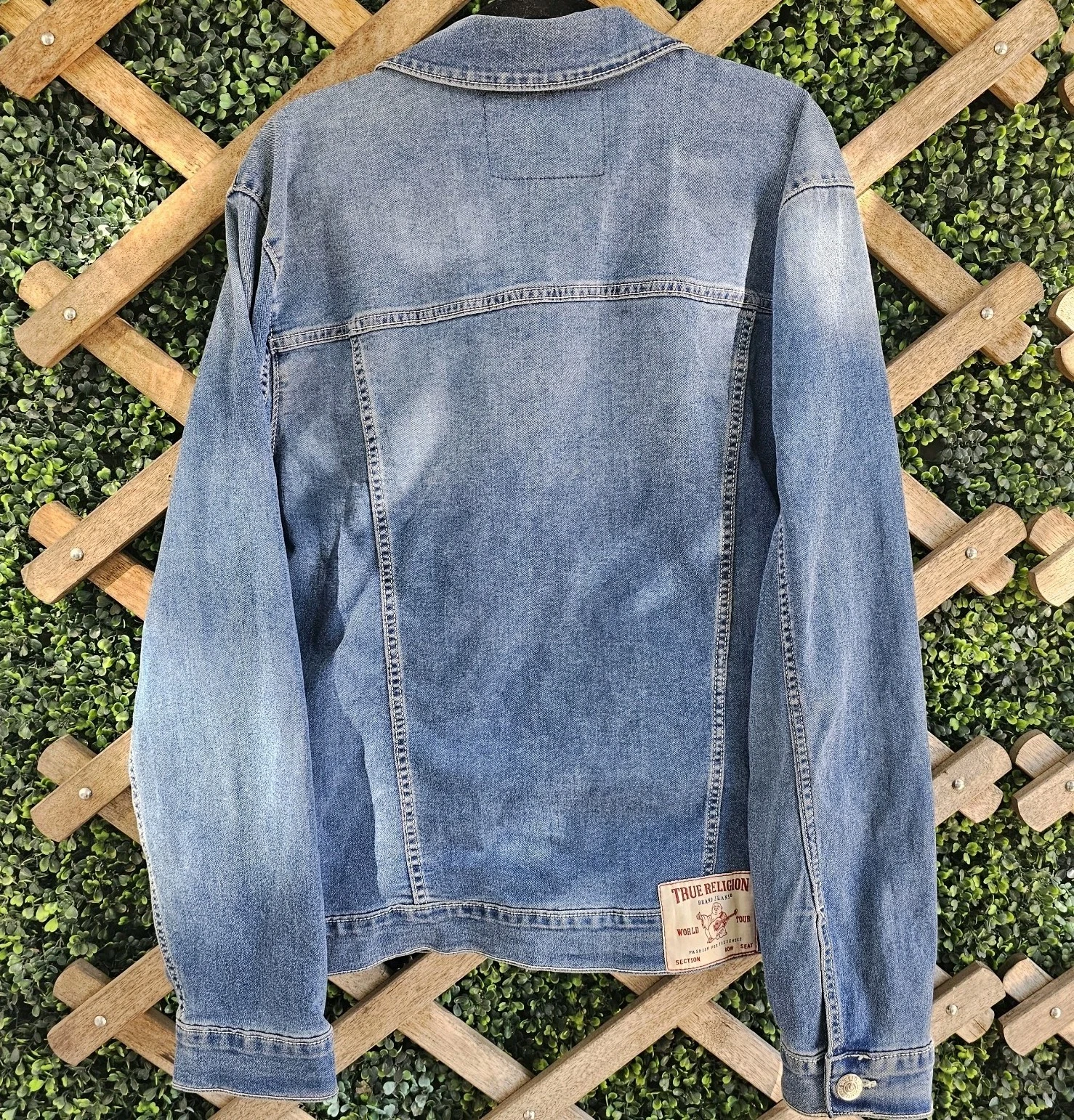 ​True Religion Jimmy Denim Jacket Mens XL Blue Horseshoe Flap Pockets Trucker  image 6