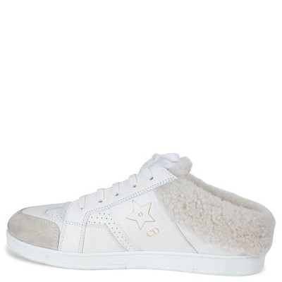 72367 auth CHRISTIAN DIOR white leather & suede STAR SHEARLING