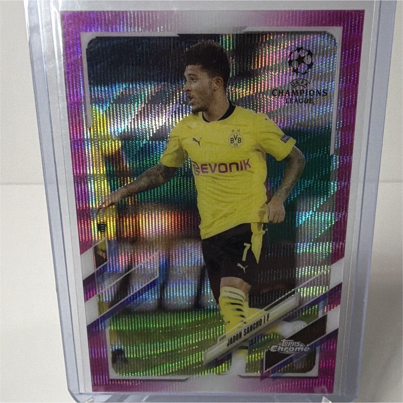 Topps 2020-21 Chrome UEFA Champions League Jadon Sancho #78 Pink Parallel