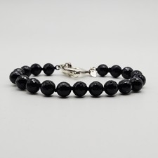 Sterling Silver Faceted Black Onyx Spinal Bea...