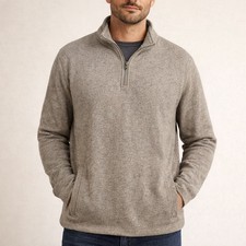 Croft  Barrow Men  s XL Quarter Zip Pullover Fleece Brown NWT Pockets