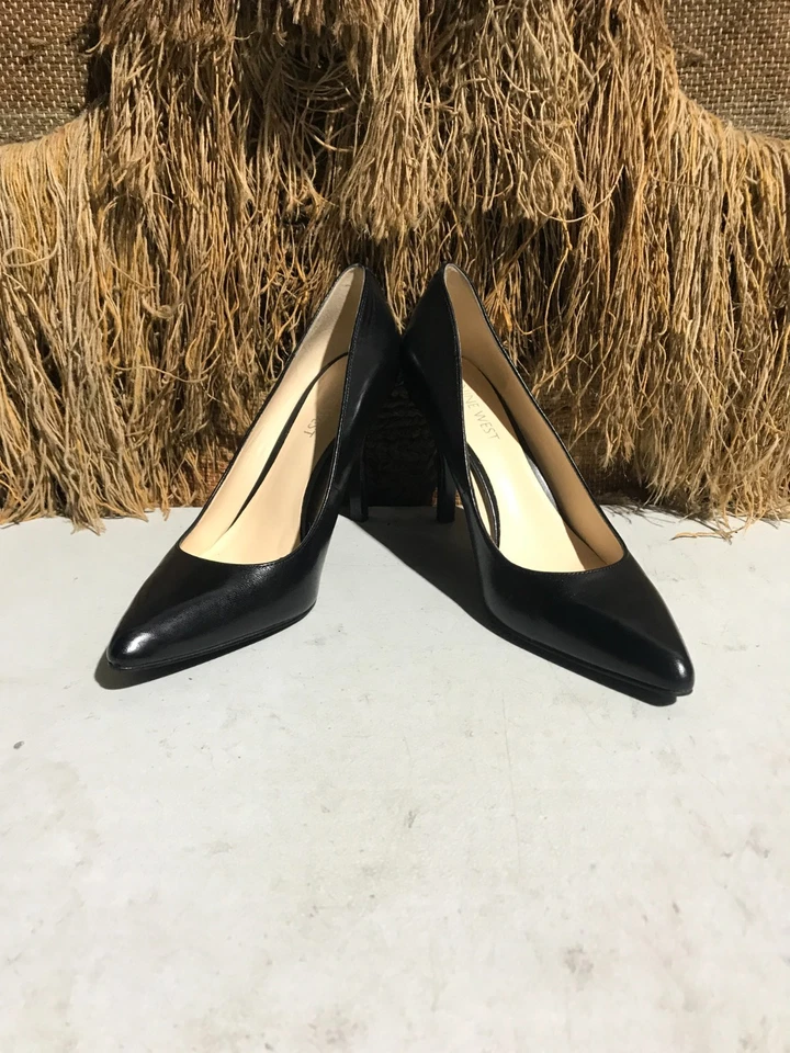 NINE WEST Womens Black Leather FLAX Pointed Toe Stiletto Pumps Heels US Size 8M - Image 4 of 4