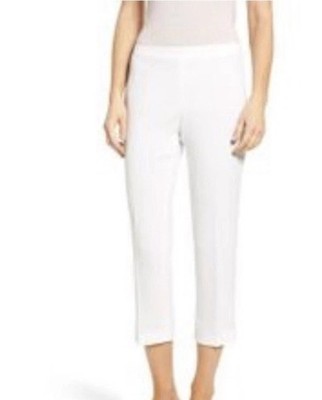 Tuckernuck Cooper & Ella White Crepe Side Zip Capri Pants Slim Fit Pockets XXS