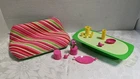 Vtg 1977 Barbie DREAM HOUSE Furniture Sofa, Coffee Table, Bird & Decor MOD Green