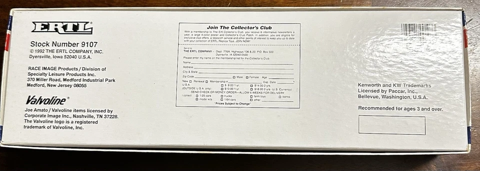 Escala 1:64, ERTL, JOE AMATO RACING TRANSPORTER, VALVOLINE, AÑO 1992 Foto 3 de 3
