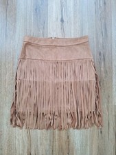 Womens Faux Suede Fringe Mini Skirt Boho Western Cowgirl Festival Size Small