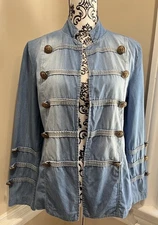 Gigi Moda Military Jacket Made In Italy Cotton Open Sz Small Boho Grunge