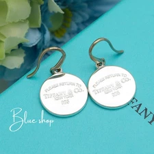 Tiffany & Co. Return to Round Tag Dangle Hook Earrings Sterling Silver 925