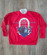 Vintage Scottish Terrier Dog Red Christmas Crewneck Sweatshirt Sweater Adult XL