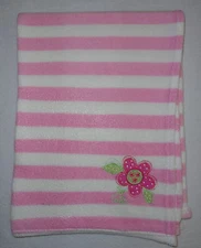 Sumersault Summersault Pink & White Stripe Baby Blanket Flower So Cute