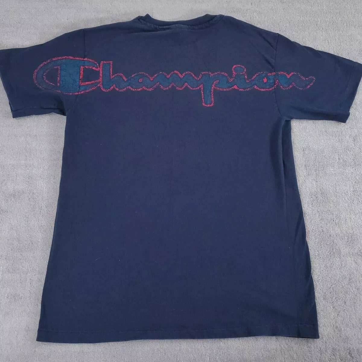 Vintage 80s Champion Shirt Mens Medium Blue Single Stitch Tee Made in USA