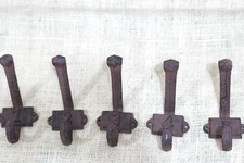 5 Numbered Cast Iron Rustic School Style Coat Hooks Hat Hook Hall Tree School 