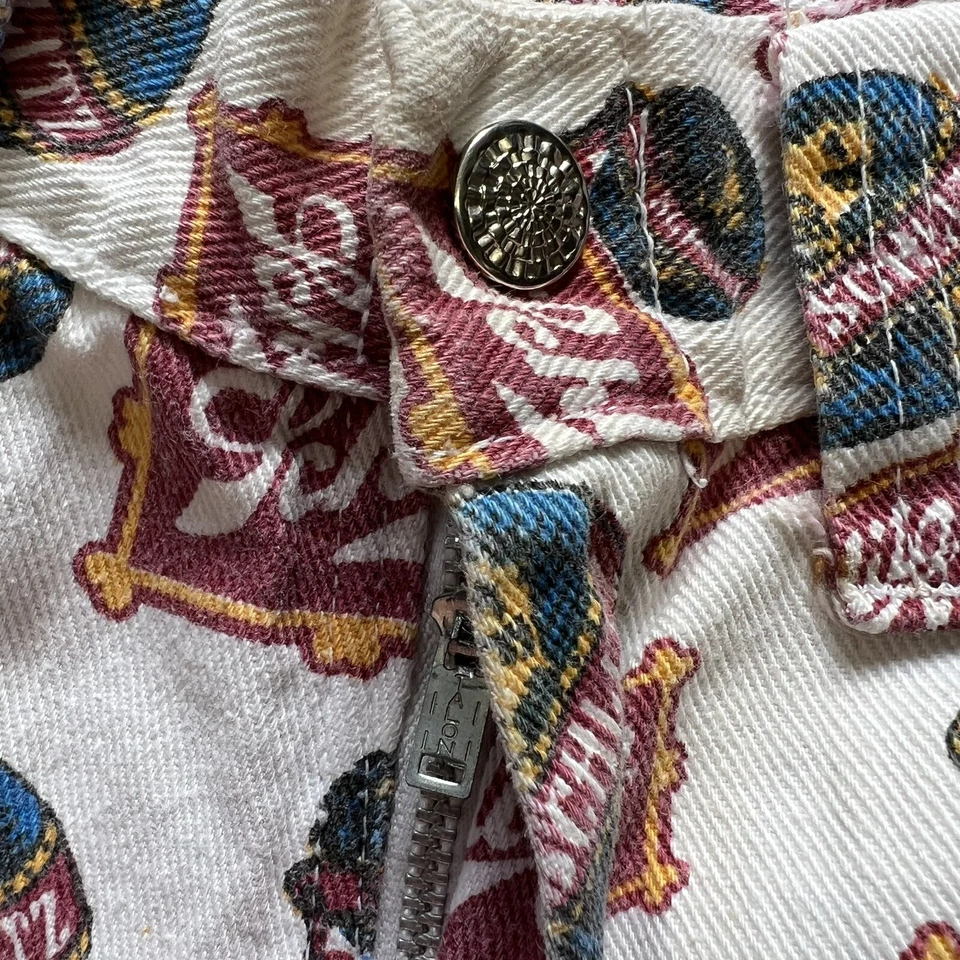 Pantalones Cortos Vaqueros Vintage Años 70 Schlitz Corte Estampado Hippie Talla 28 Foto 3 de 4