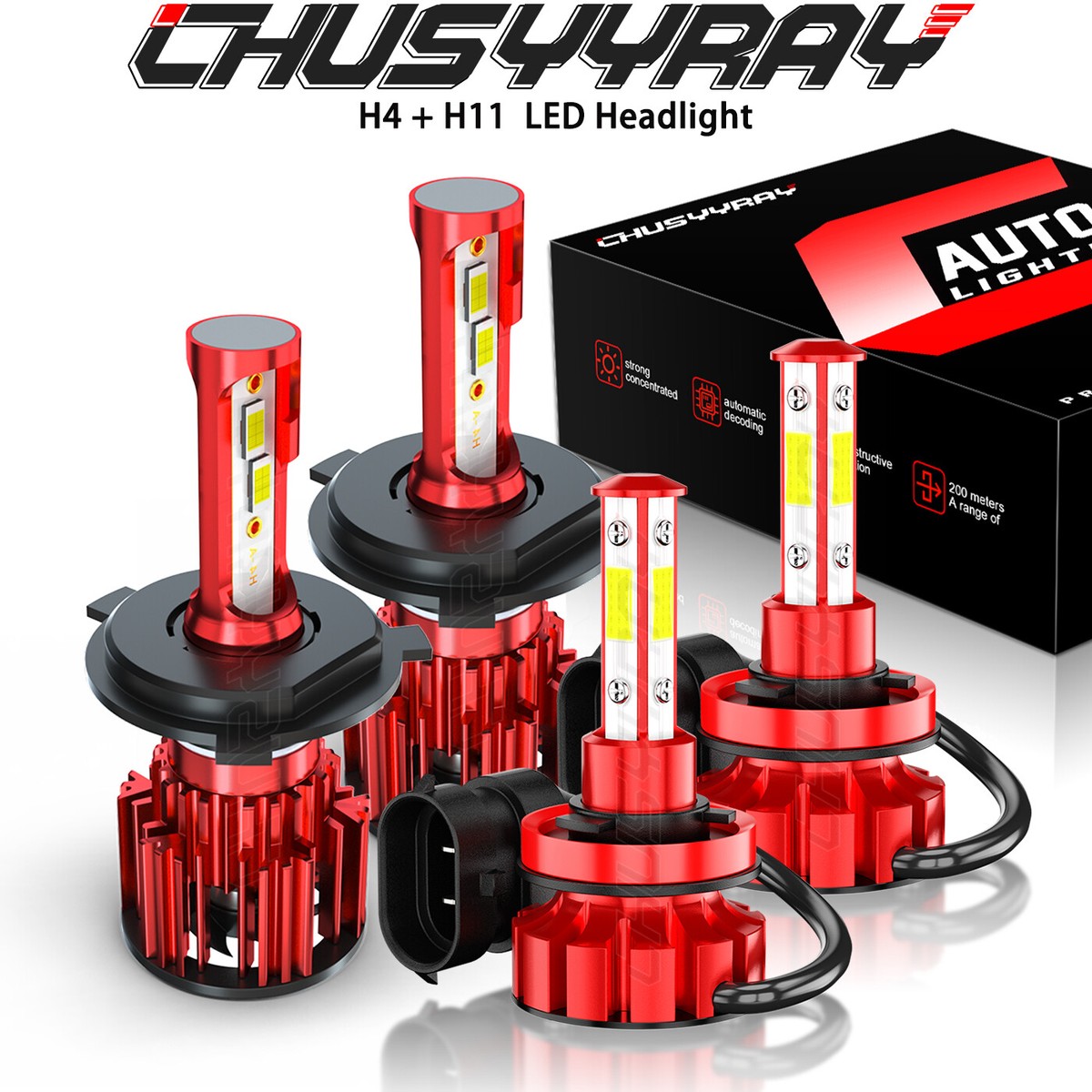 For Mazda 2 2011-2014 LED Headlight High Low Beam Bulbs Kit 4x H4+