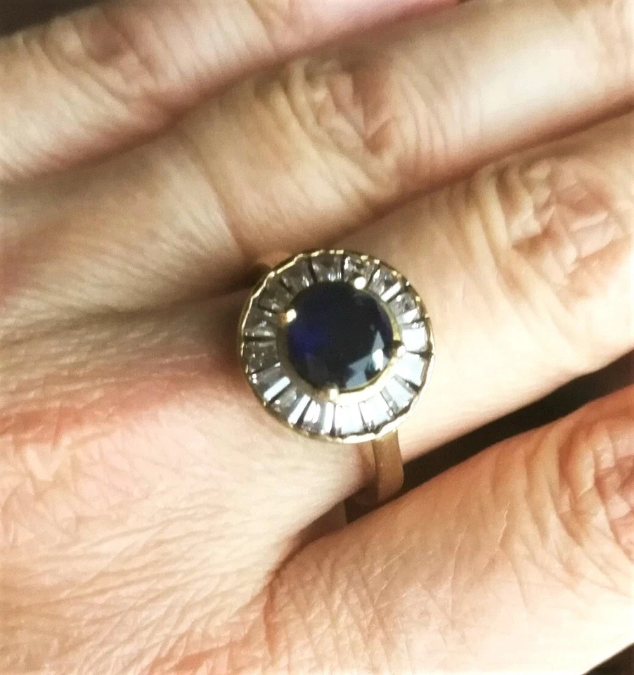 SAPPHIRE & TOPAZ 925 SILVER HANDMADE TURKISH OTTOMAN STYLE RING - Immagine 3 di 4