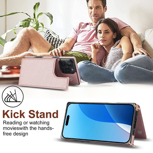 Luxury Leather Crossbody Card Slot Cover Case for 16 15 14 13 12 11 Pro Max XR - Picture 29 of 58