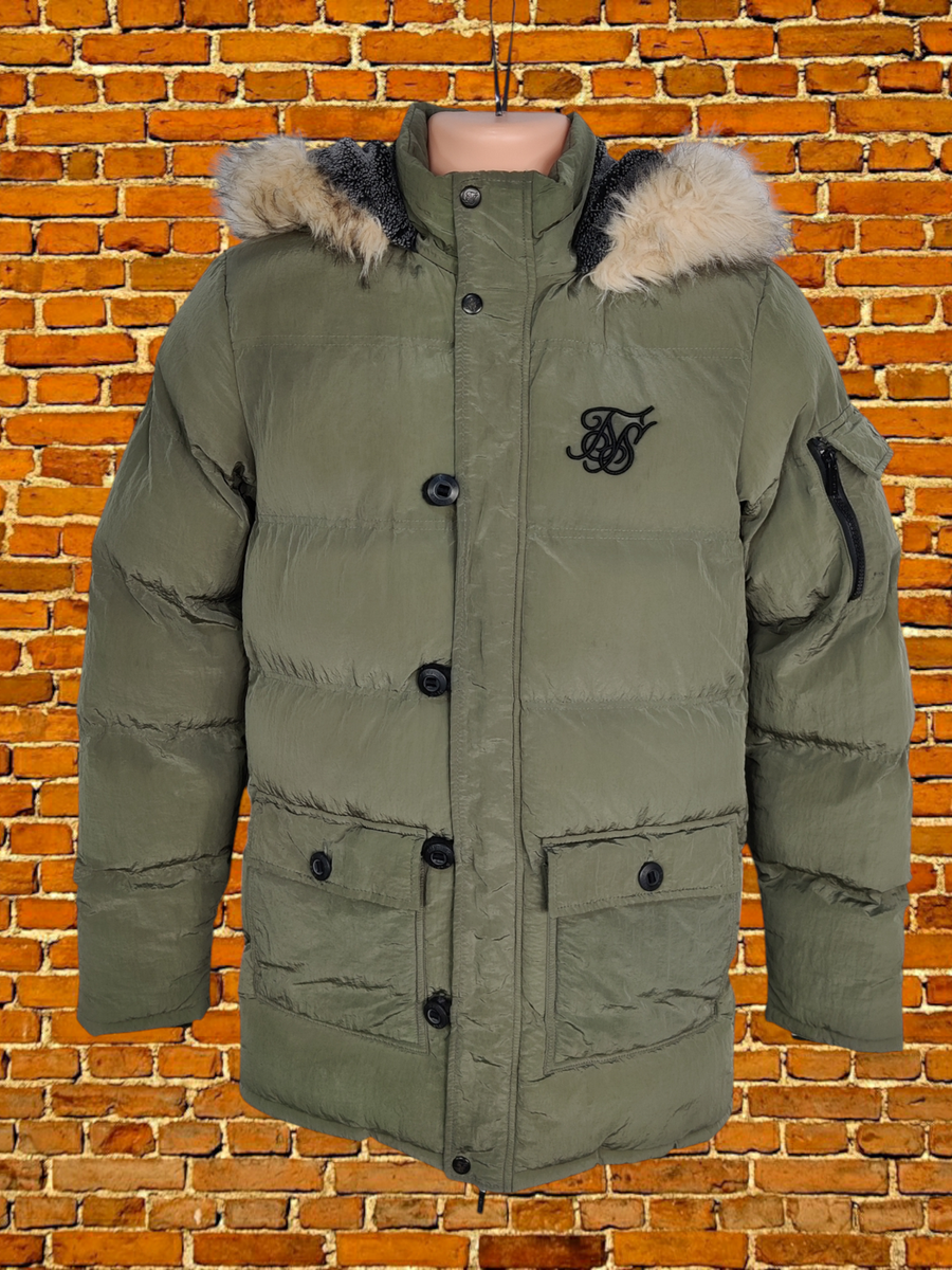 Grey Siksilk Fur Hood Padded Jacket MENS SIKSILK XSMALL