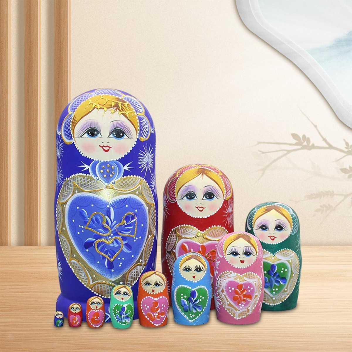 Handcrafted Wooden Russian Dolls Exquisite Matryoshka Set for