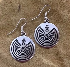 Solid 925 Sterling Silver Maze Earrings Tohono Southwestern Jewelry Gift For Her