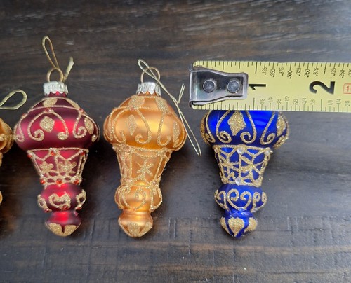 Pier 1 Set Of 4 Small Glitter Glass Ornaments Multi Colors Glitter Face Balloon - Picture 9 of 10