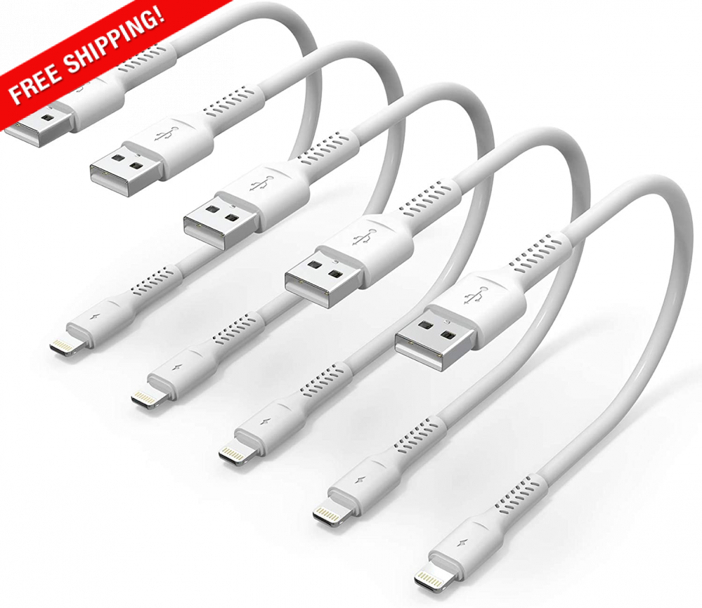 Mini 6 inch Short I phone Charger Cable Fast Charging Cord 6 In 5 Pack