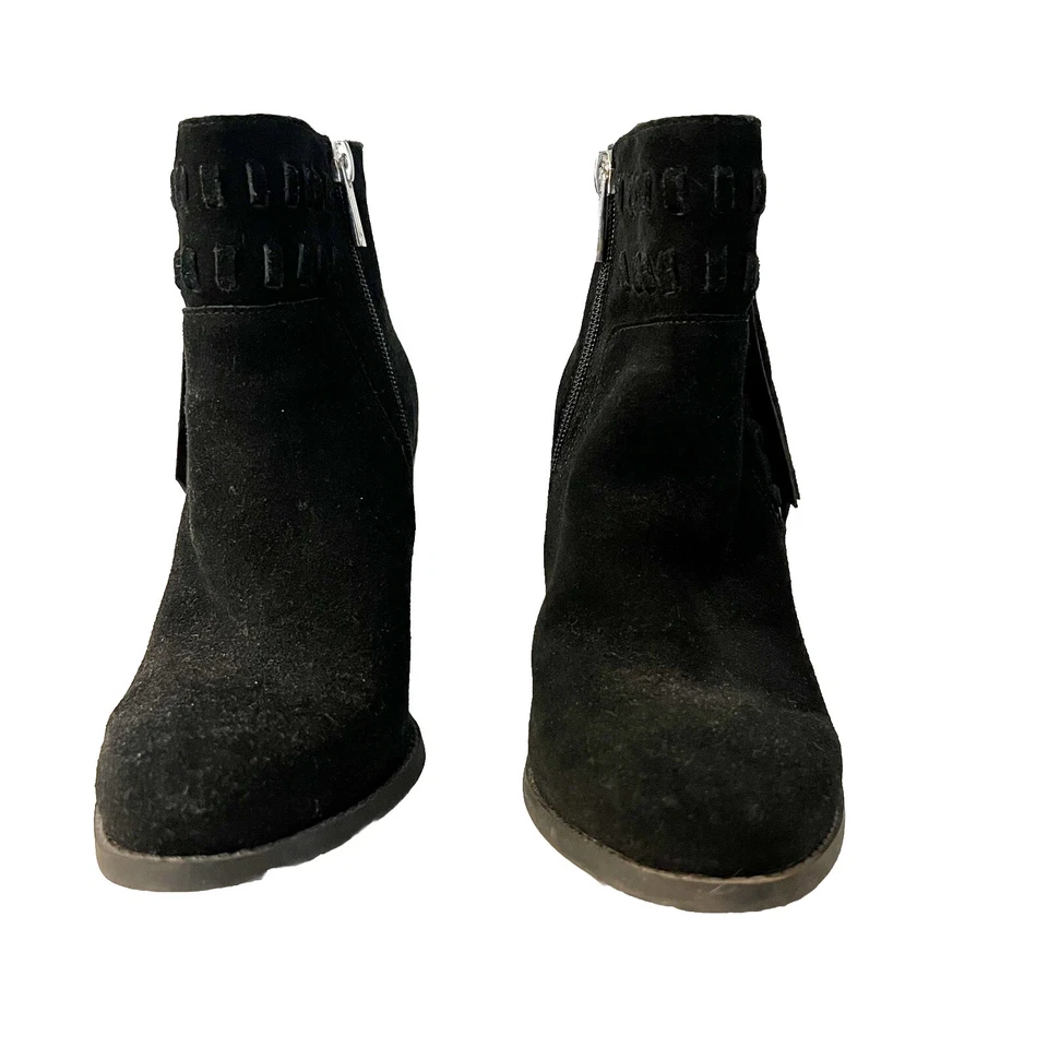 Jessica Simpson Gamuza Western Boho Flecos Borla Botines Negros Talla 7.5 Foto 4 de 4