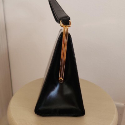 Gianni Versace Hand Bag Leather Black Gold From JAPAN USED Auth | eBay