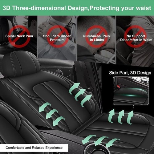 Car Front Row 2-Seat Covers Protector Faux Leather Pad For Acura RDX 2008-2022 - Picture 6 of 7