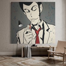 Quadro Lupin  III Dipinto A Mano Su Tela 110x110cm