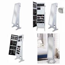 Chic Home Glitzy Full-length Wood and Glass Solid-color Jewelry Armoire...