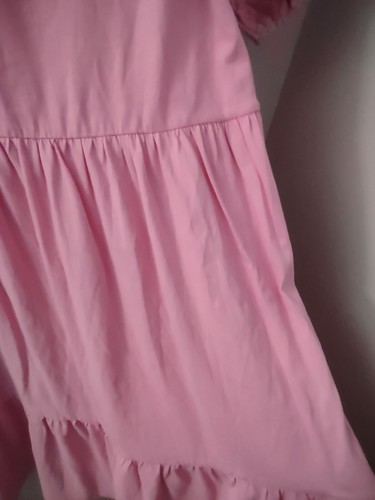Abito rosa a strati girocollo bambina taglia 12 pizzo floreale maniche a sbuffo - Foto 4 di 9