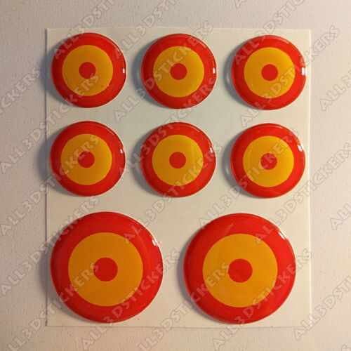 8 x Spanish Flag Diana 3D Round Relief Escaraple Stickers  - Picture 1 of 2