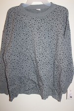 Secret Treasures Women's Sleep Top Long Sleeve Grey w/ stars Pullover New