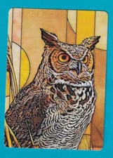 Beautiful Brown Owl in a Tree - Single Modern Wide Linen Swap P/Card