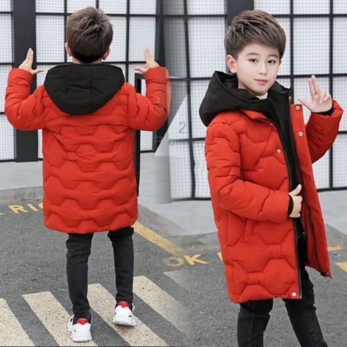 4-14 Years Big Boys Jacket Thicken Warm Teenager Kids Zipper Hooded Boys Coat - Picture 3 of 26