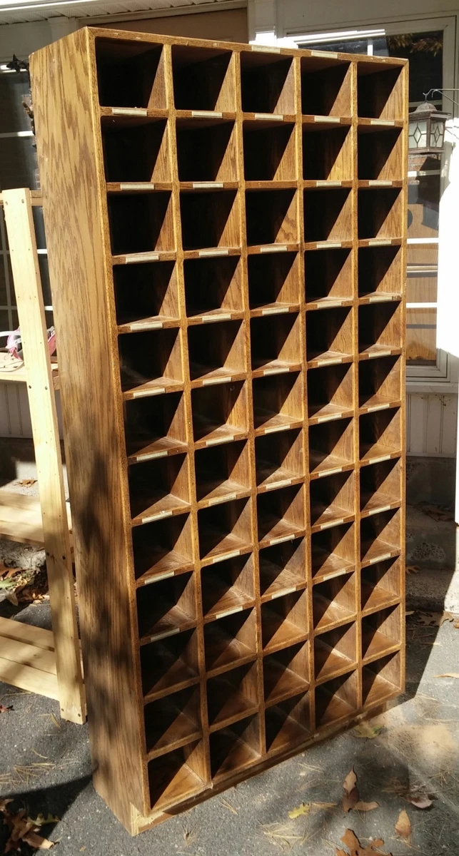 VINTAGE OAK PIGEON HOLE STORAGE CABINET