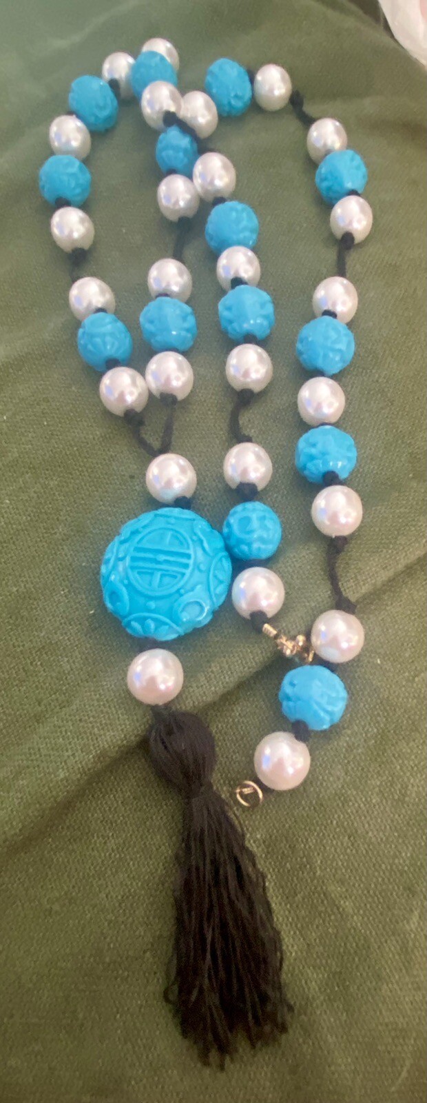 Vtg Kenneth J Lane KJL Chinese Shou Necklace Faux… - image 5