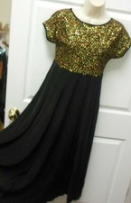 CapSleeve Slinky Performance dress black gold sequin lined praise showchoir