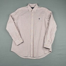 Ralph Lauren Shirt Medium Blue Orange Tattersall Pony Button Up Long Sleeve Mens