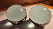 2 Solid Glass Spheres Light Blue Green 2" in Diameter
