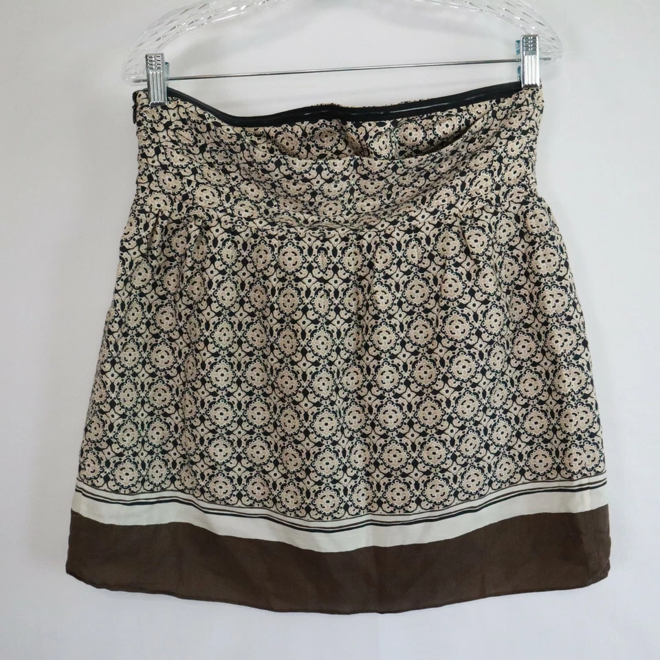 Banana Republic Top 女式 10 衬衫丝绸混纺棕色图案无肩带 — 第 3/4 张图片